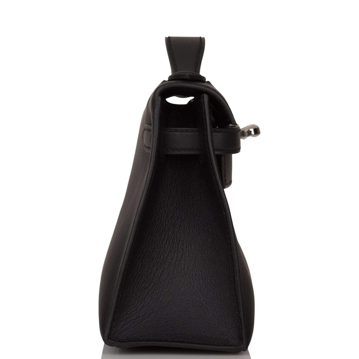 Hermes Mini Kelly Pochette, Black Swift, Palladium Hardware