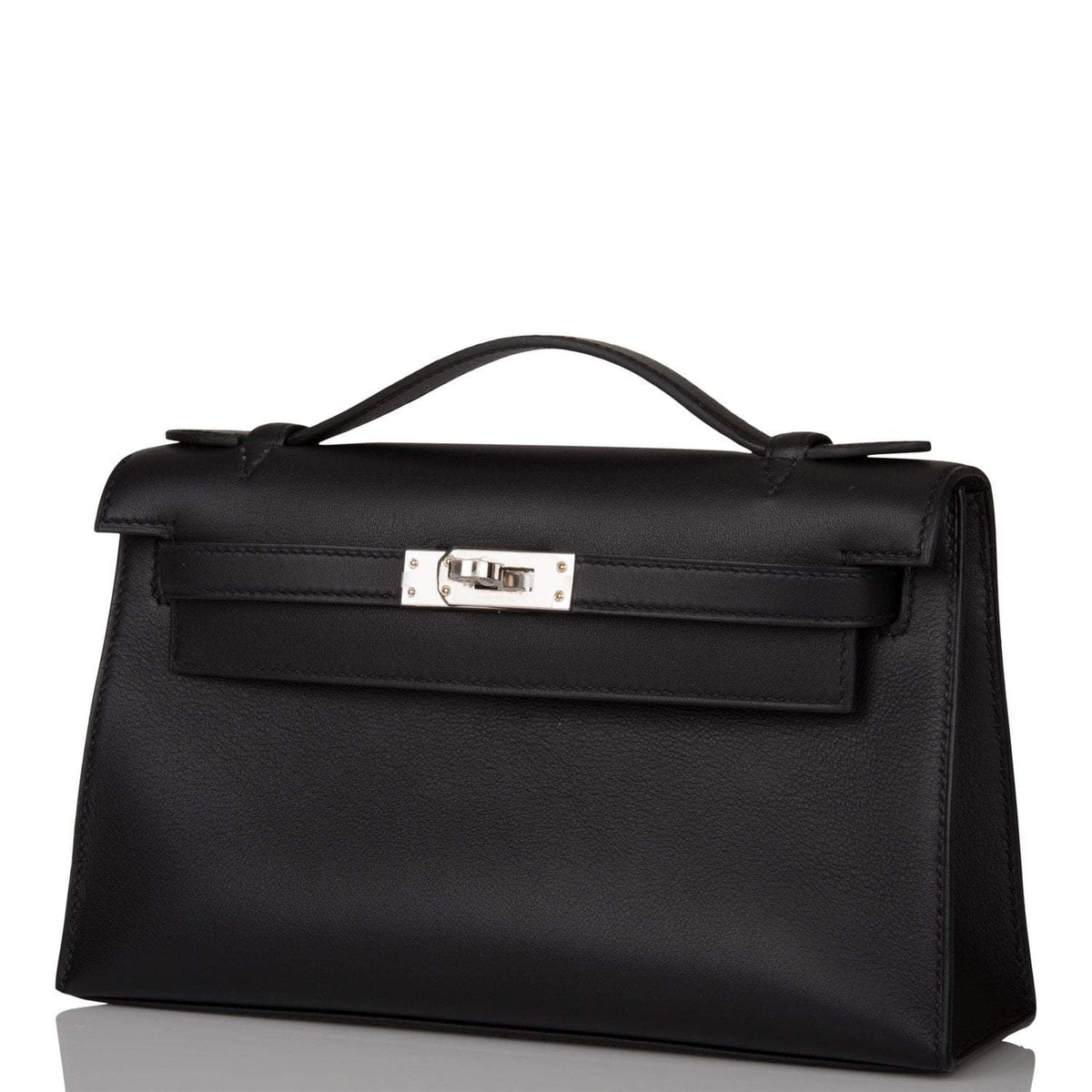 Hermes Mini Kelly Pochette, Black Swift, Palladium Hardware