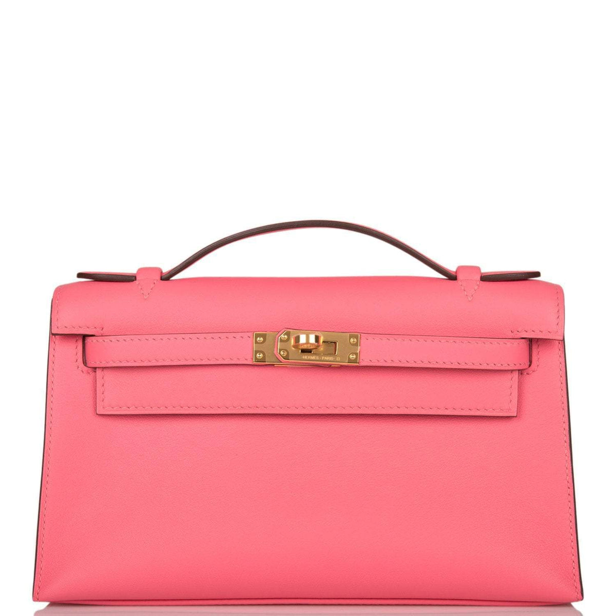 Hermes Mini Kelly Pochette, Rose Azalee Swift, Gold Hardware