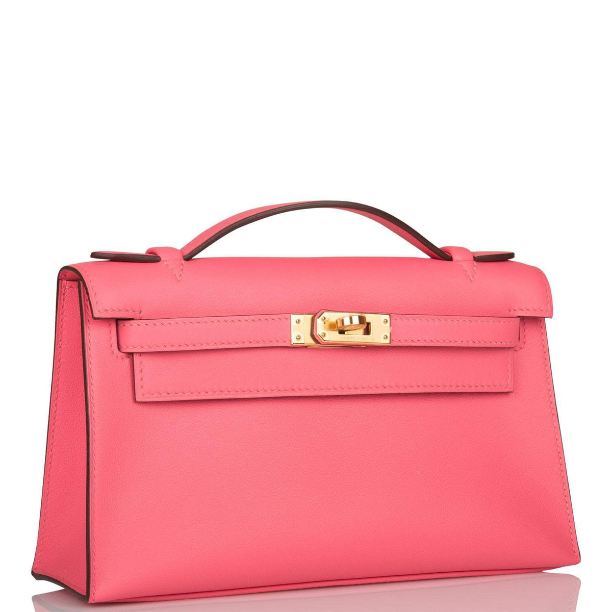 Hermes Mini Kelly Pochette, Rose Azalee Swift, Gold Hardware