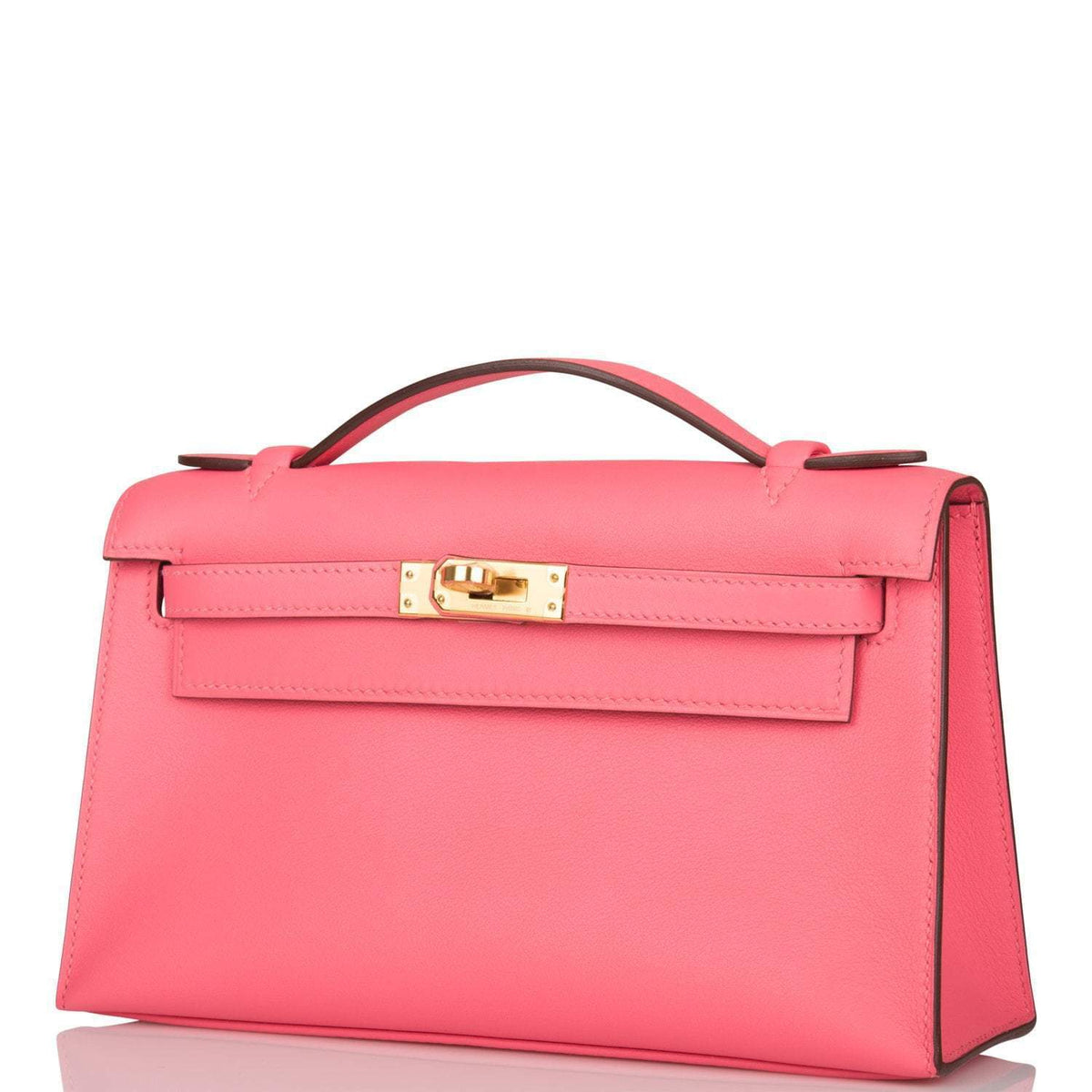 Hermes Mini Kelly Pochette, Rose Azalee Swift, Gold Hardware