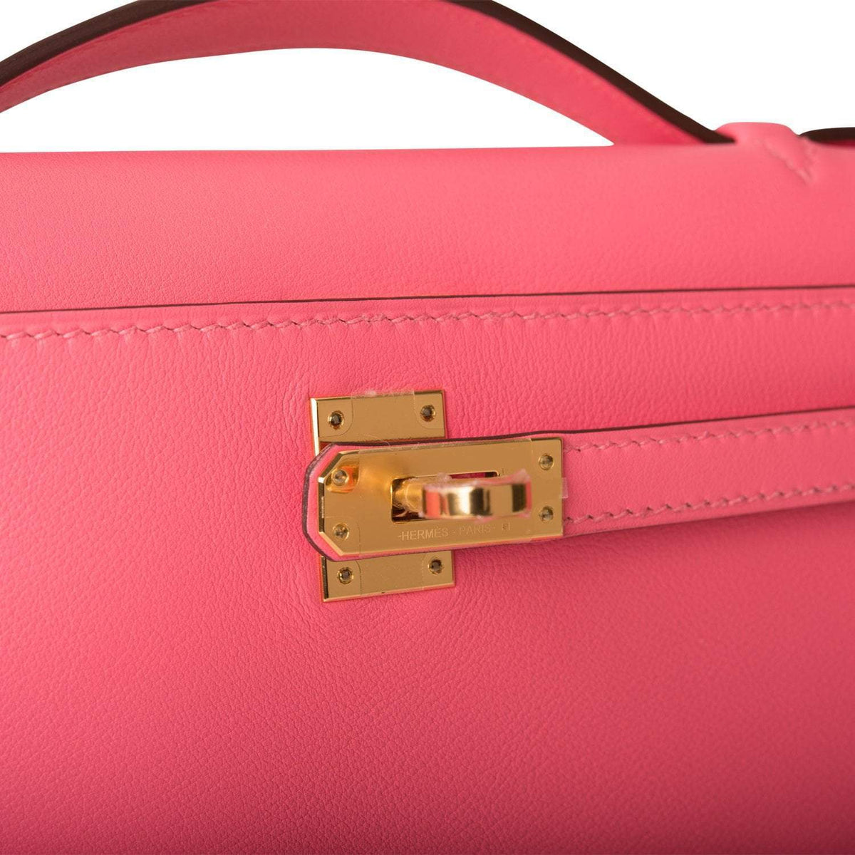 Hermes Mini Kelly Pochette, Rose Azalee Swift, Gold Hardware