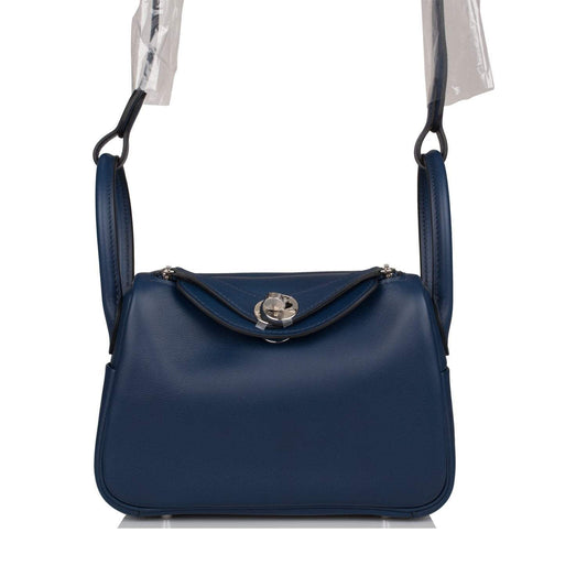 Hermes Mini Lindy, Bleu Navy Swift, Palladium Hardware