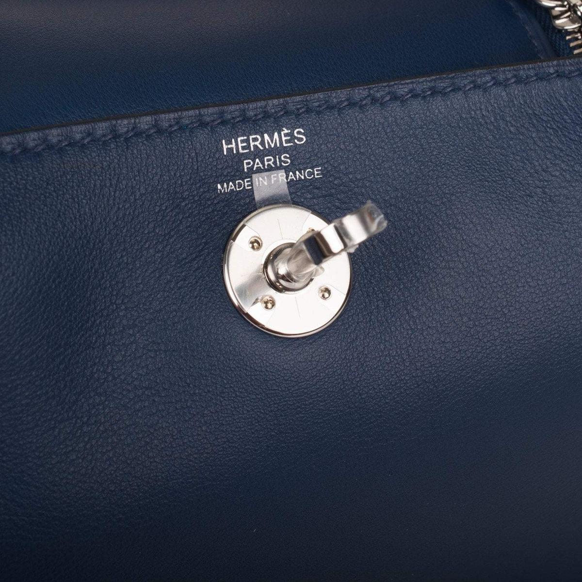 Hermes Mini Lindy, Bleu Navy Swift, Palladium Hardware