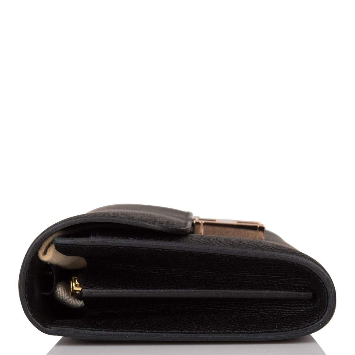 Hermes Constance Wallet, Black Epsom, Rose Gold Hardware