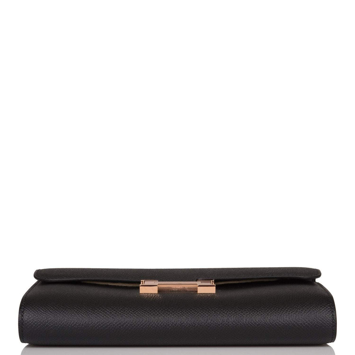 Hermes Constance Wallet, Black Epsom, Rose Gold Hardware