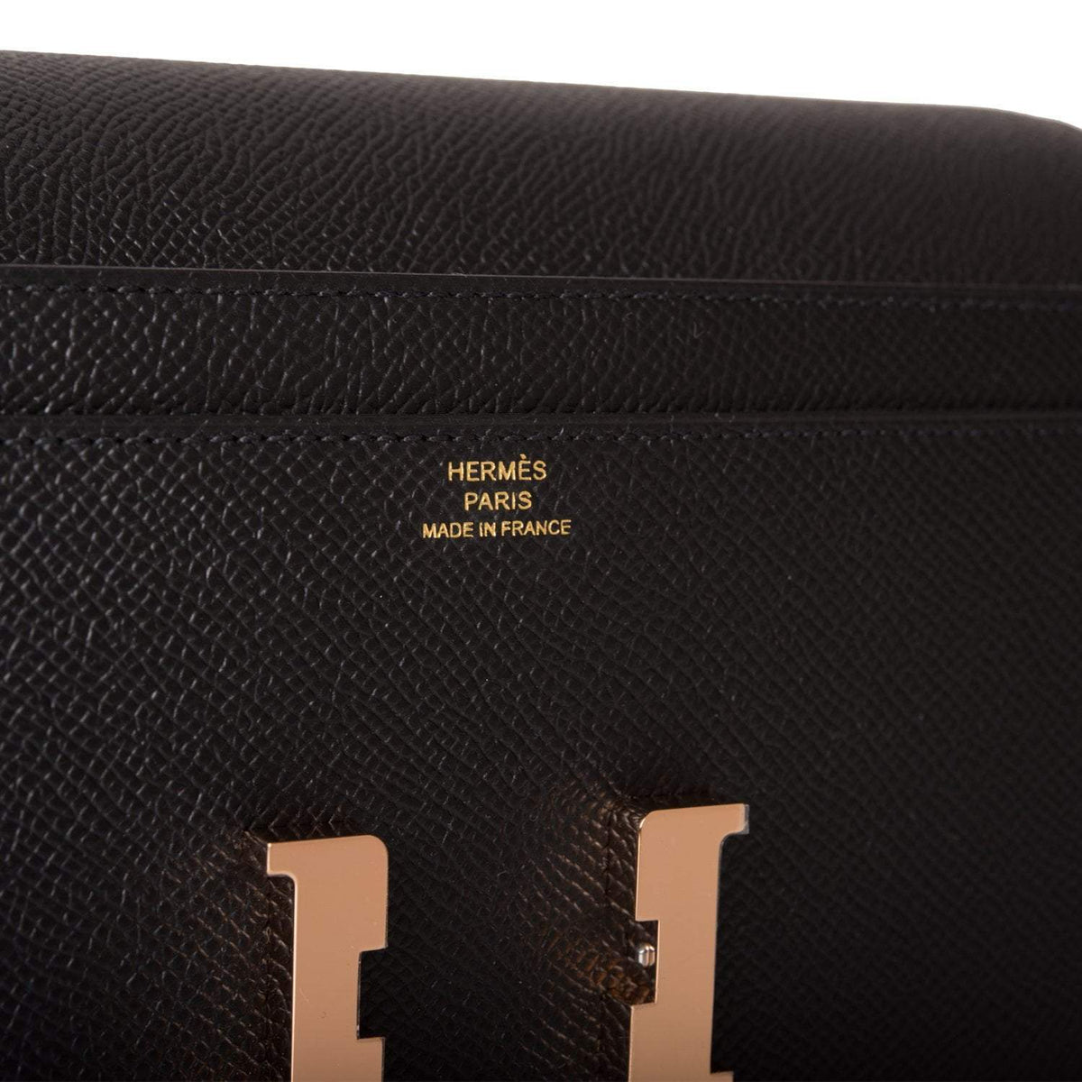 Hermes Constance Wallet, Black Epsom, Rose Gold Hardware