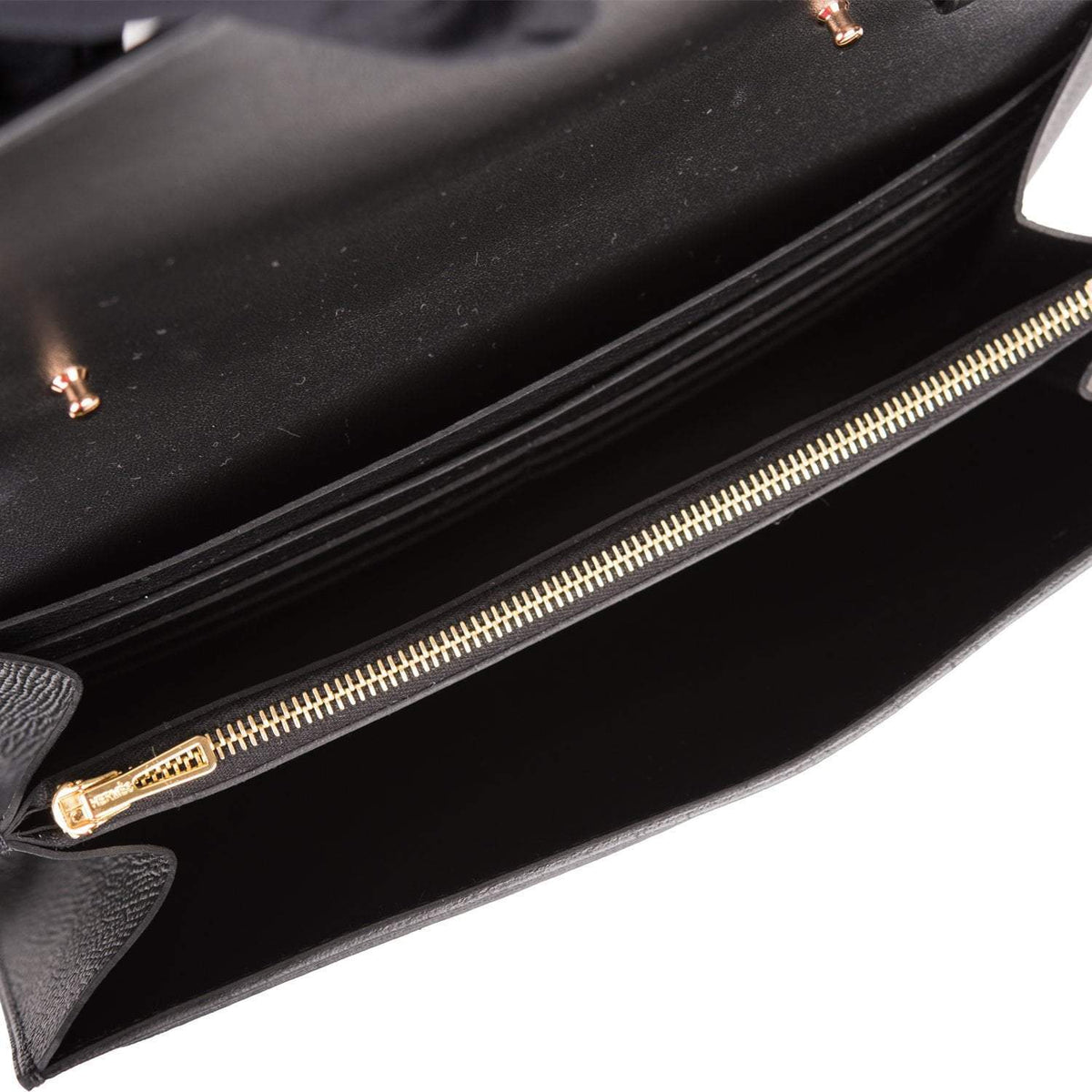Hermes Constance Wallet, Black Epsom, Rose Gold Hardware