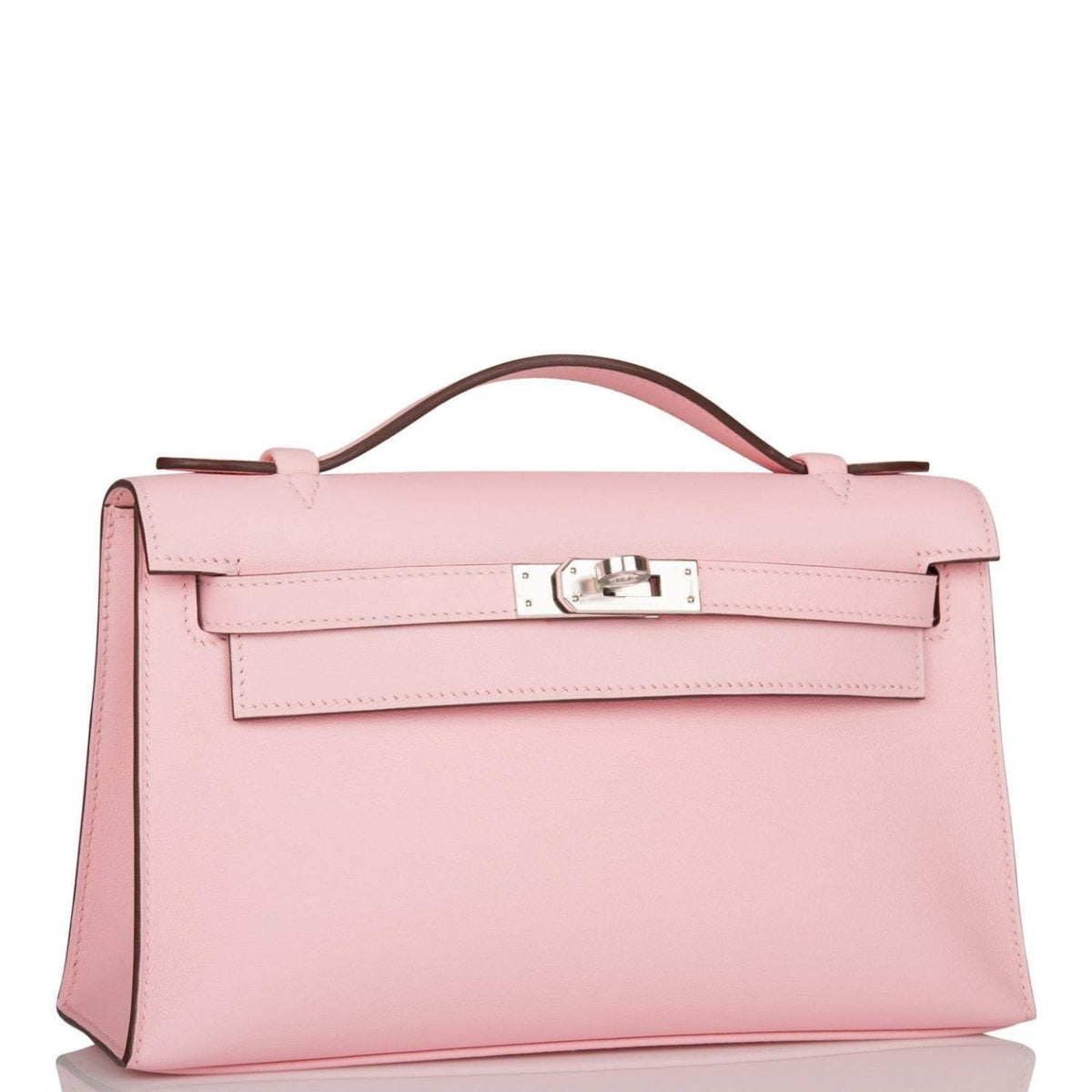 Mini Kelly Pochette, Rose Sakura Swift, Palladium Hardware