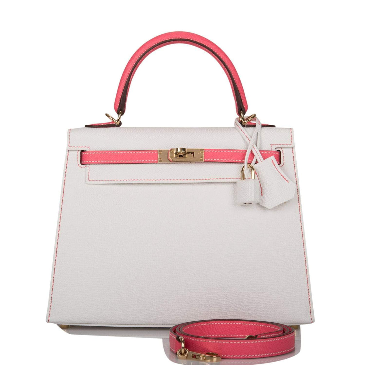 Hermes Horseshoe Stamp (HSS) Bi-Color White and Rose Azalee Epsom