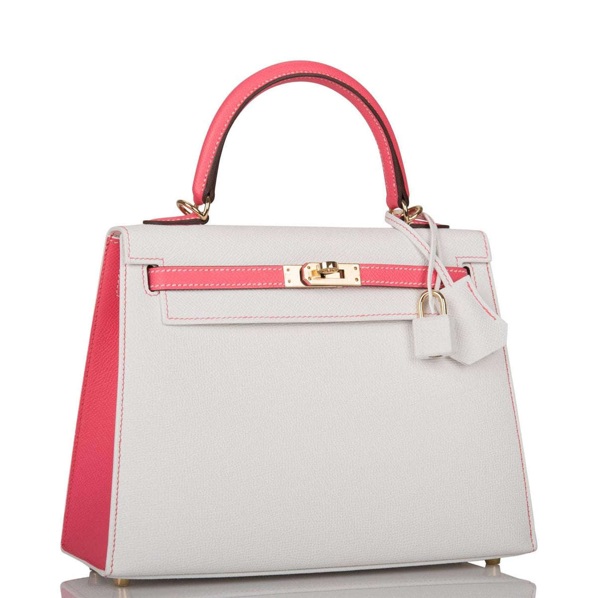 Hermes Horseshoe Stamp (HSS) Bi-Color White and Rose Azalee Epsom