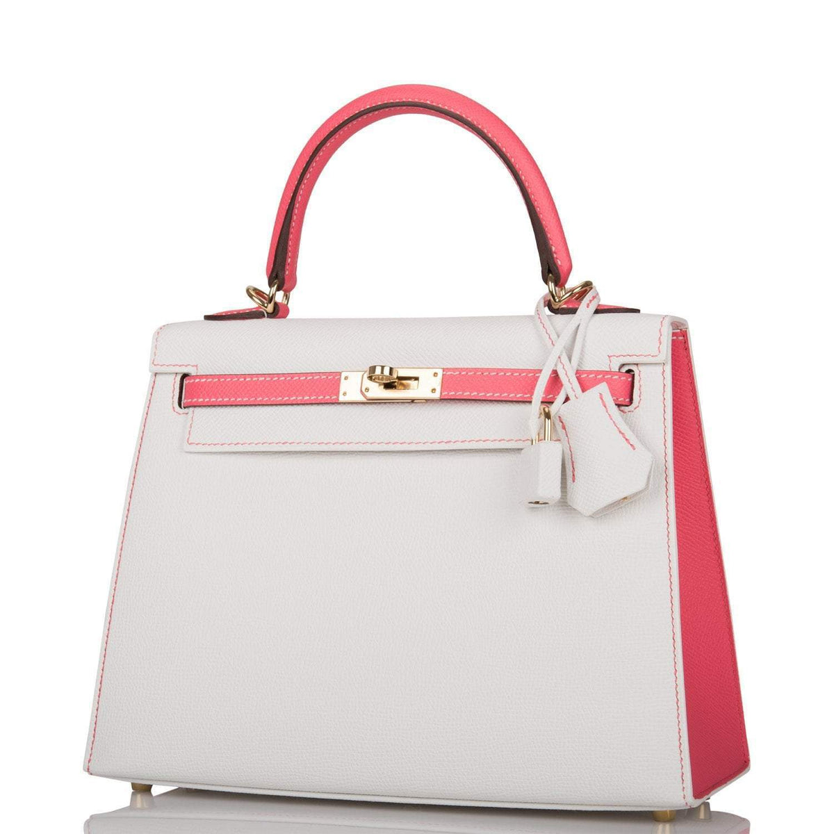 Hermes Horseshoe Stamp (HSS) Bi-Color White and Rose Azalee Epsom
