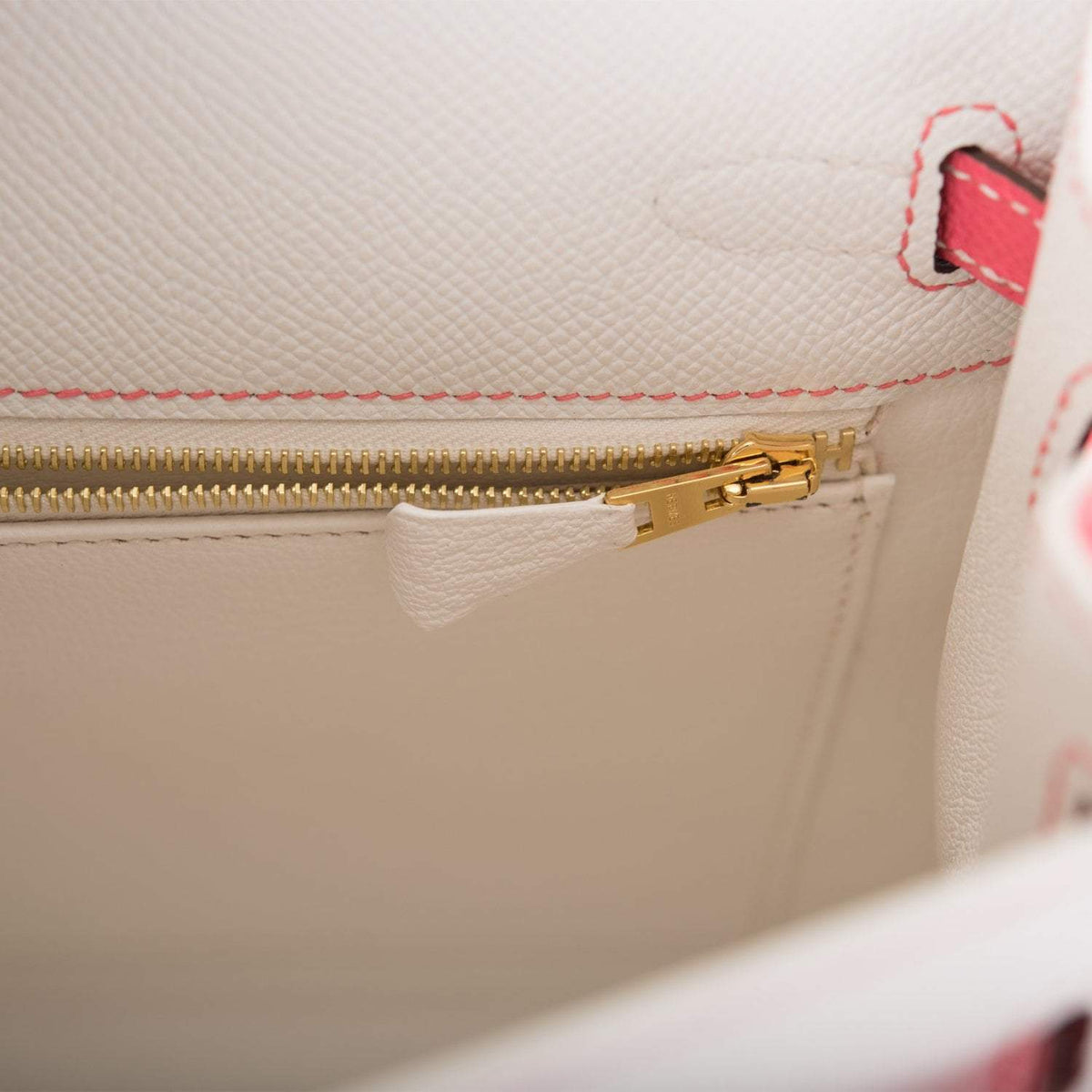 Hermes Horseshoe Stamp (HSS) Bi-Color White and Rose Azalee Epsom