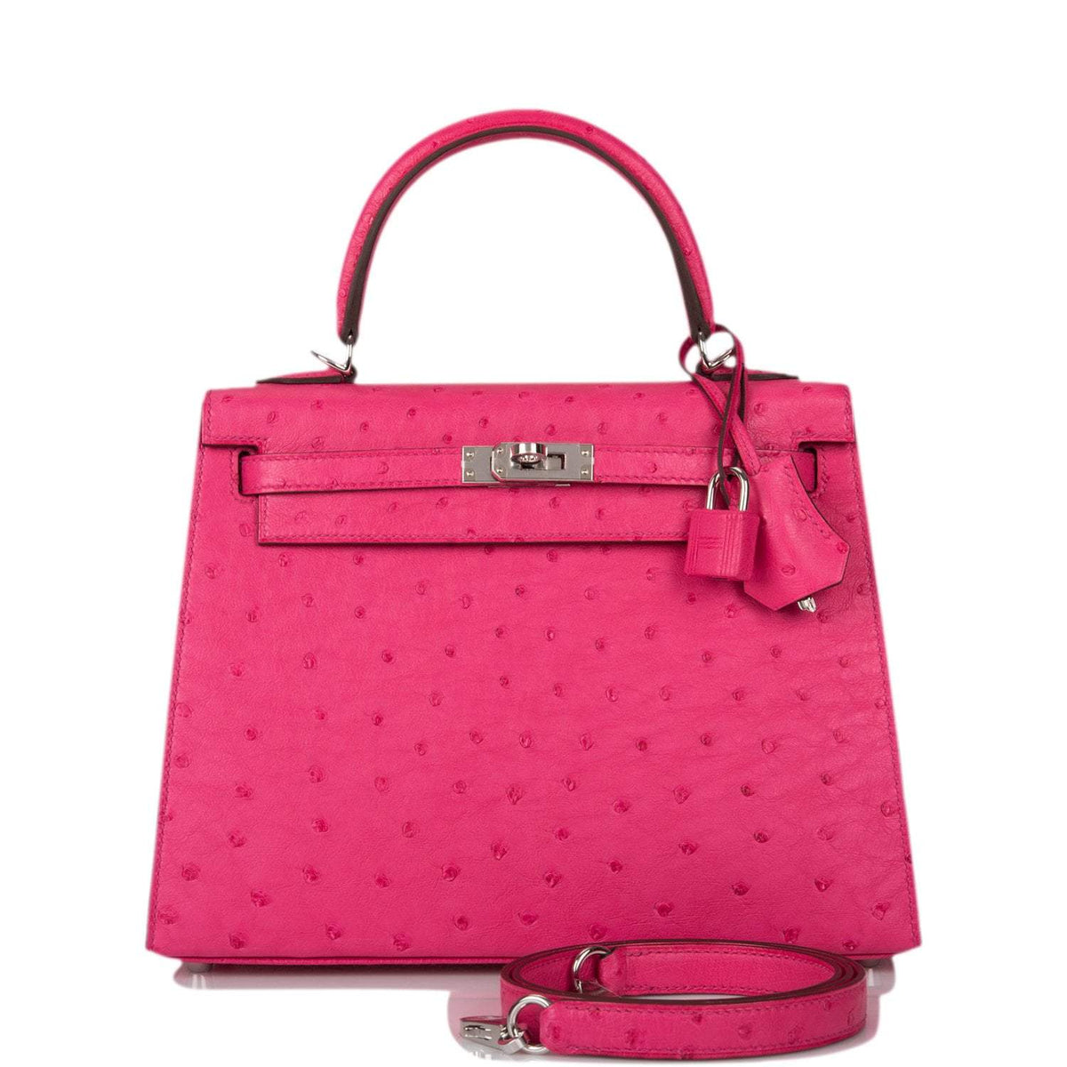 Hermes Kelly 25 Ostrich, Rose Tyrien, Palladium Hardware