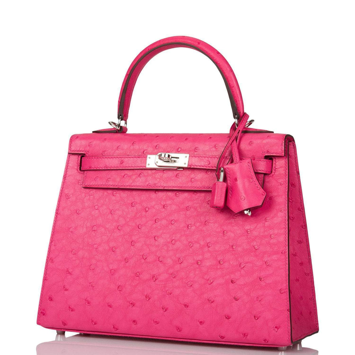 Hermes Kelly 25 Ostrich, Rose Tyrien, Palladium Hardware