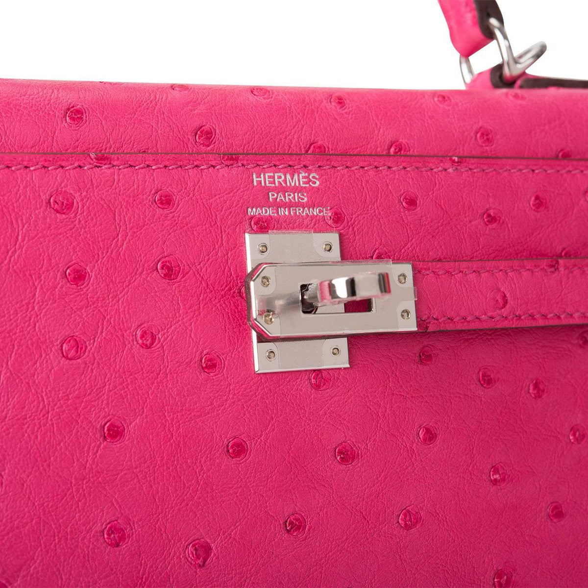 Hermes Kelly 25 Ostrich, Rose Tyrien, Palladium Hardware