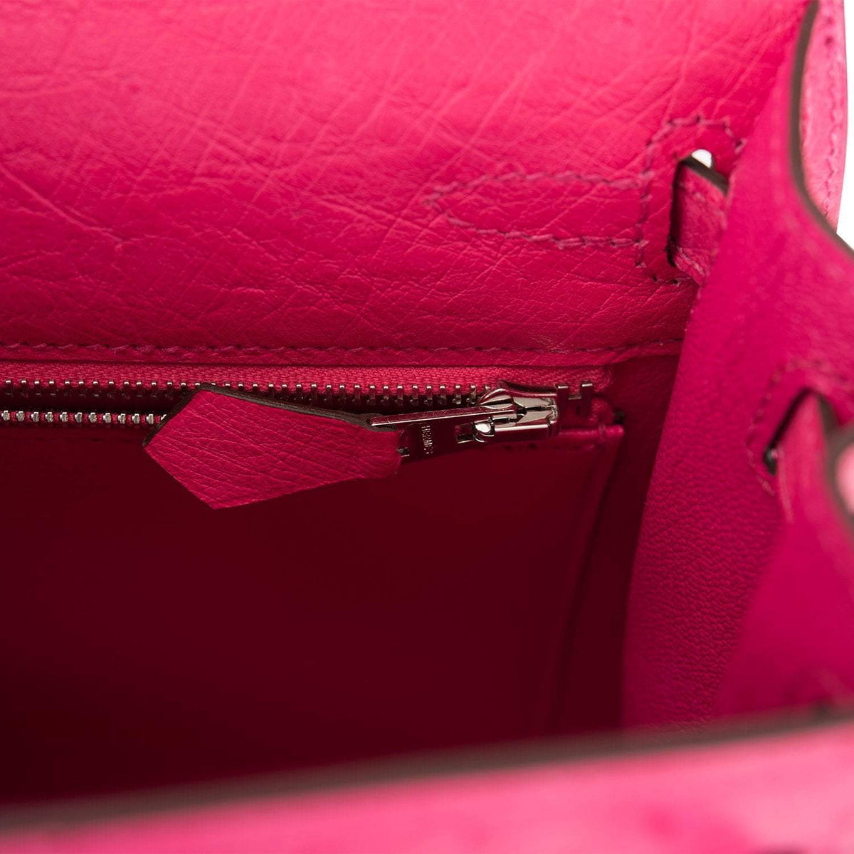 Hermes Kelly 25 Ostrich, Rose Tyrien, Palladium Hardware