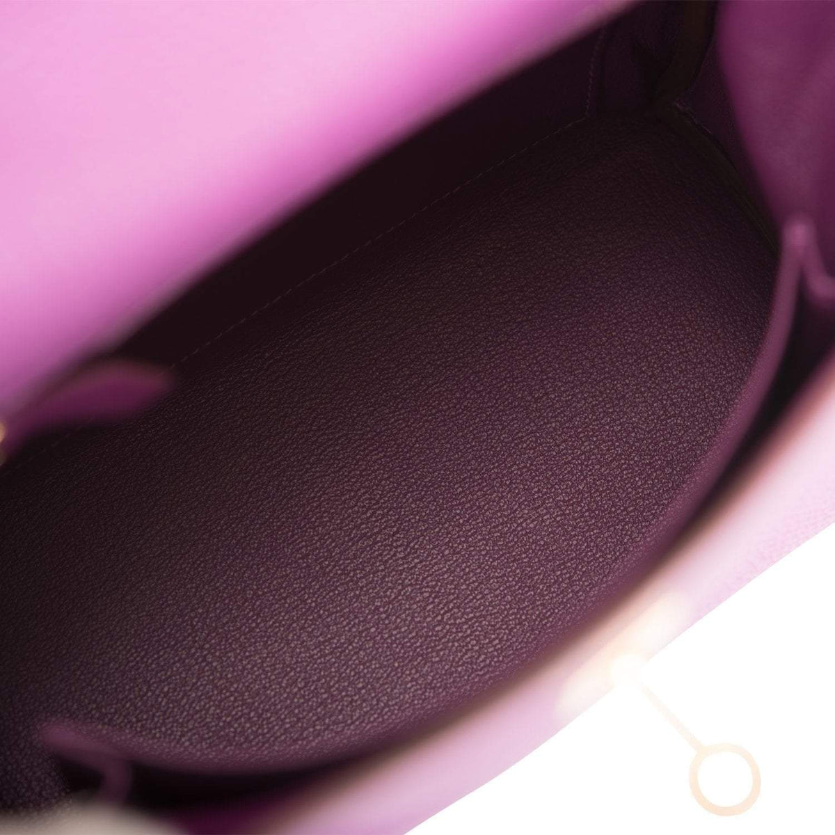Hermes Kelly 25cm, Brushed Gold, Anemone Craie Togo Retourne