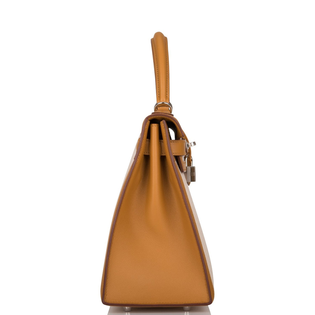 Hermes Kelly 28 Bag, Sesame Toile Swift, Palladium