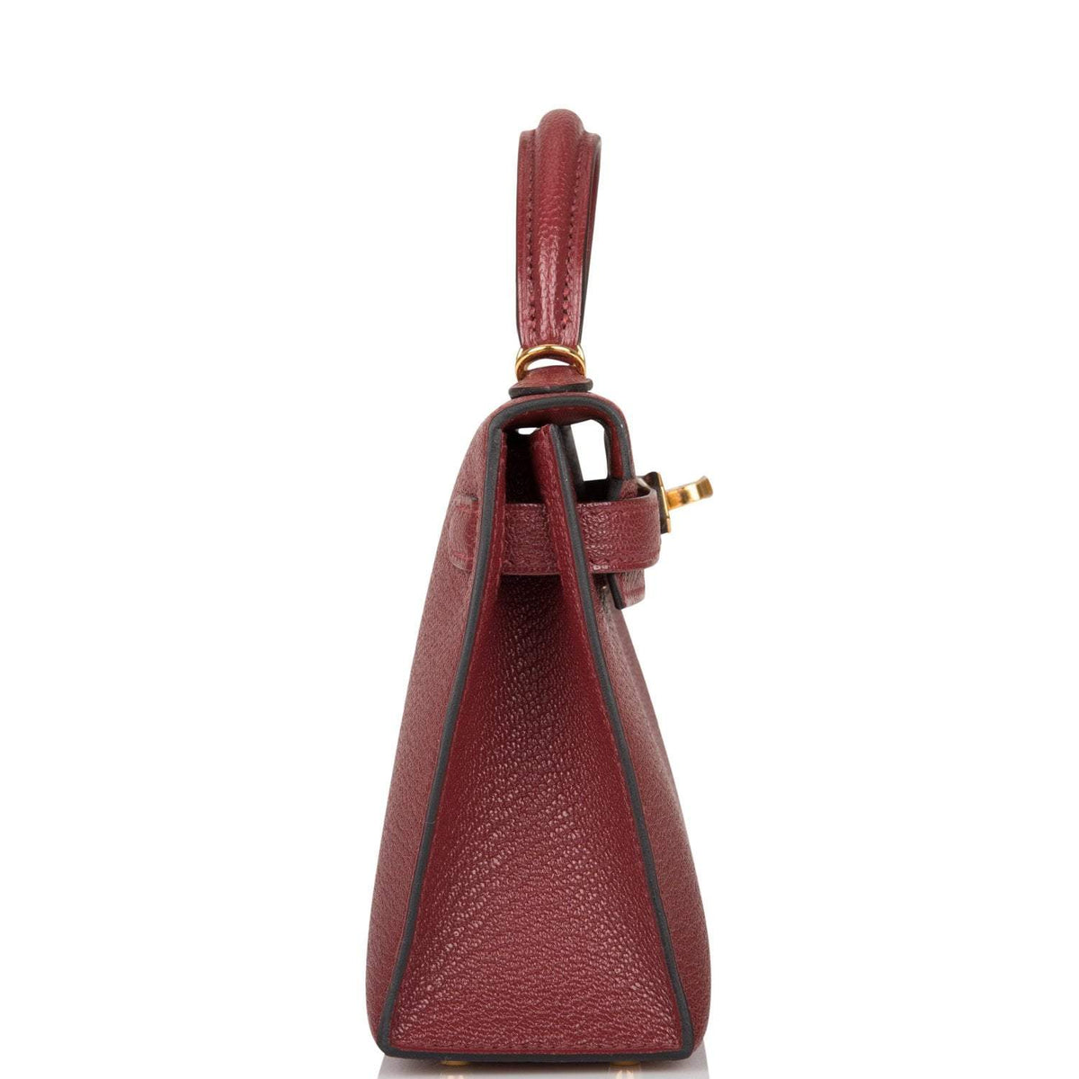 Hermes Kelly 20cm Rouge H Chevre Sellier Gold Hardware