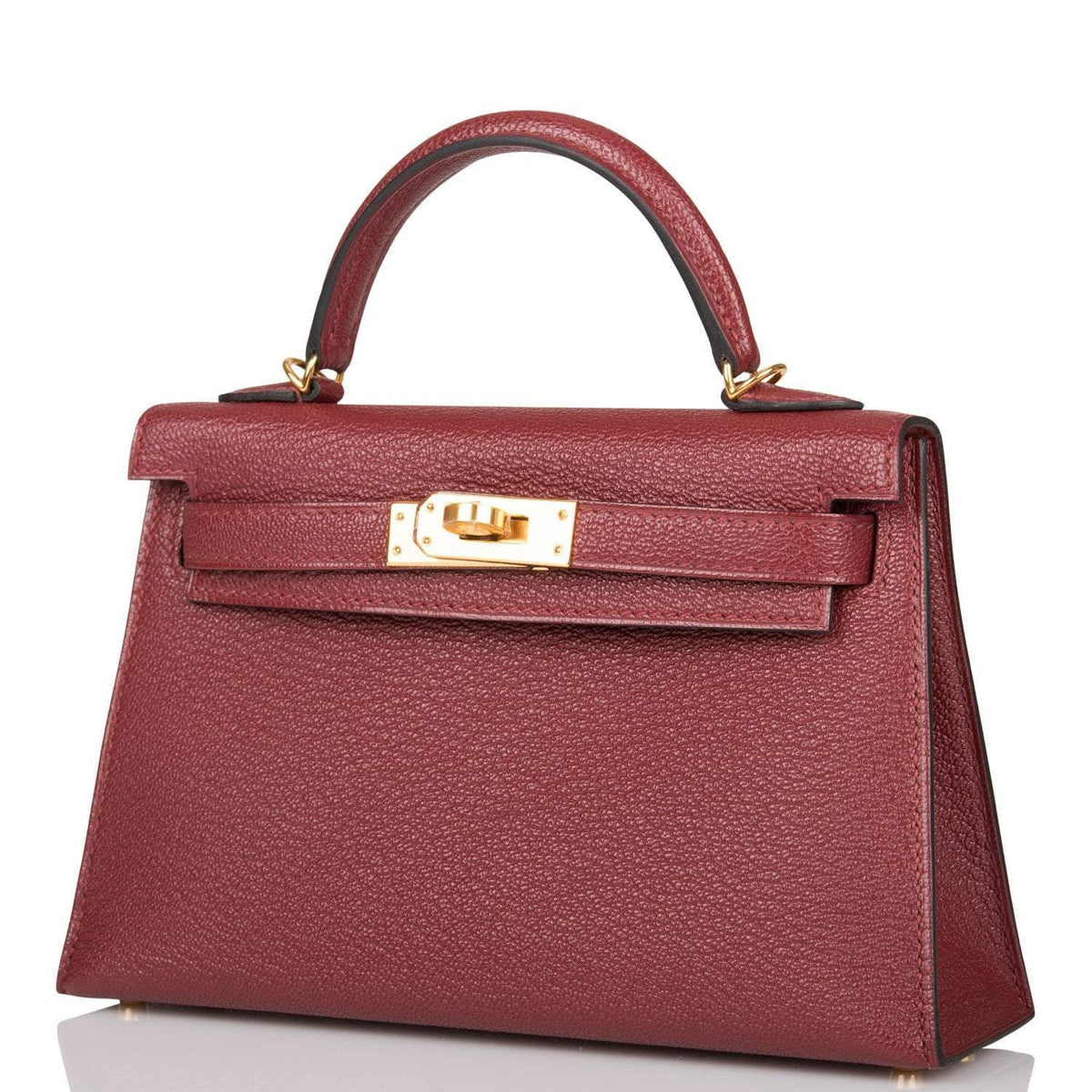 Hermes Kelly 20cm Rouge H Chevre Sellier Gold Hardware