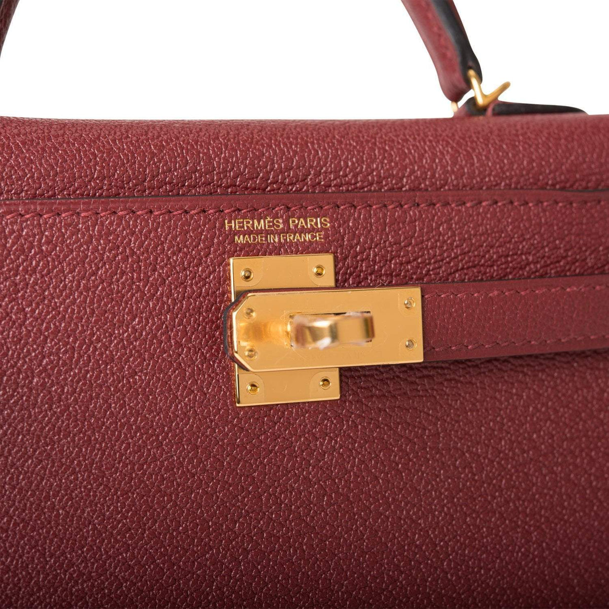 Hermes Kelly 20cm Rouge H Chevre Sellier Gold Hardware