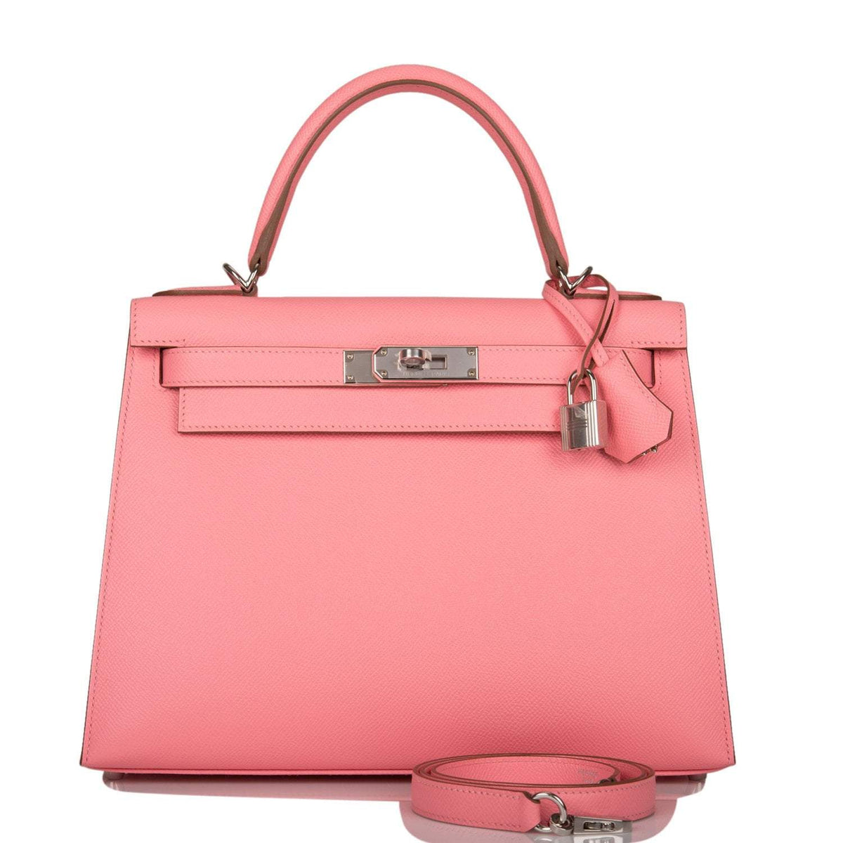 Hermes Kelly 28, Rose Confetti Epsom Sellier, Palladium