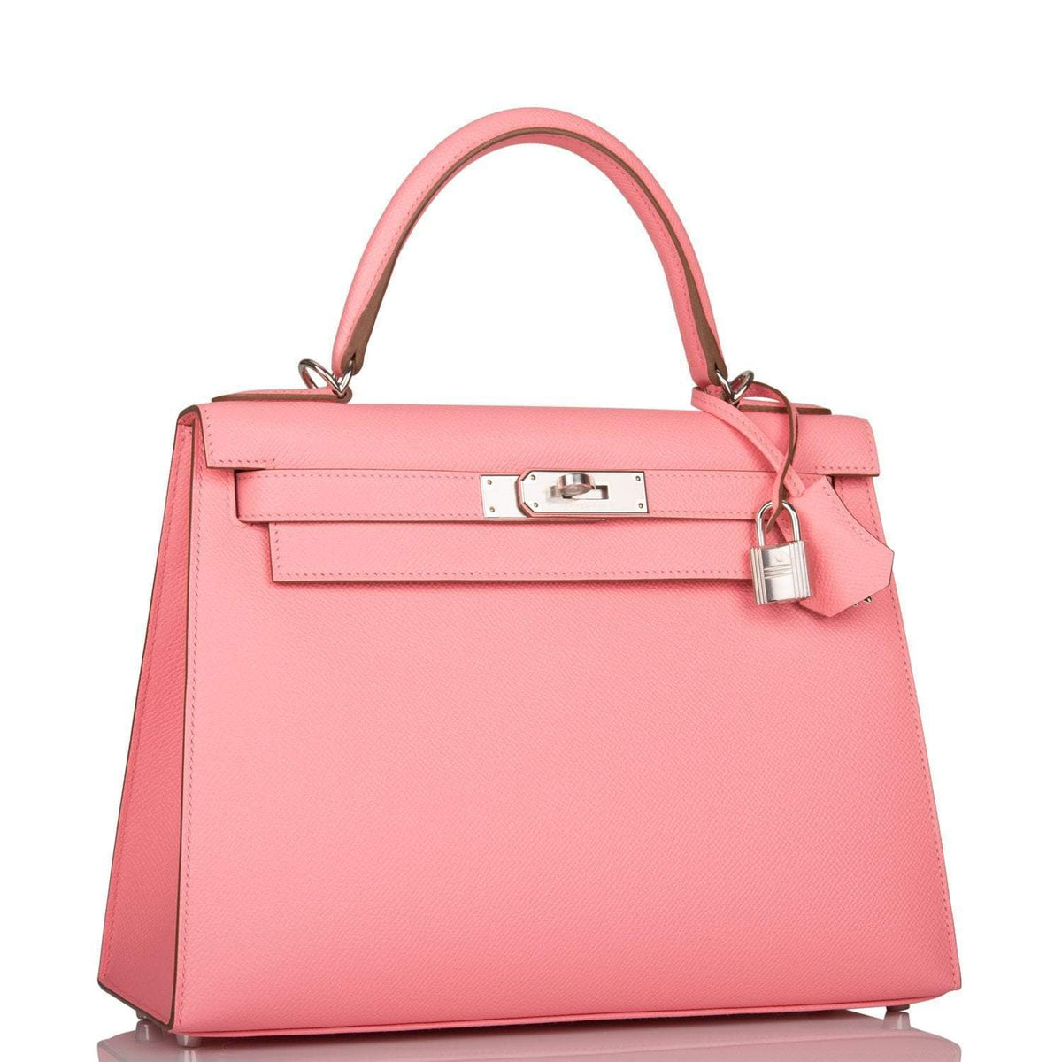Hermes Kelly 28, Rose Confetti Epsom Sellier, Palladium