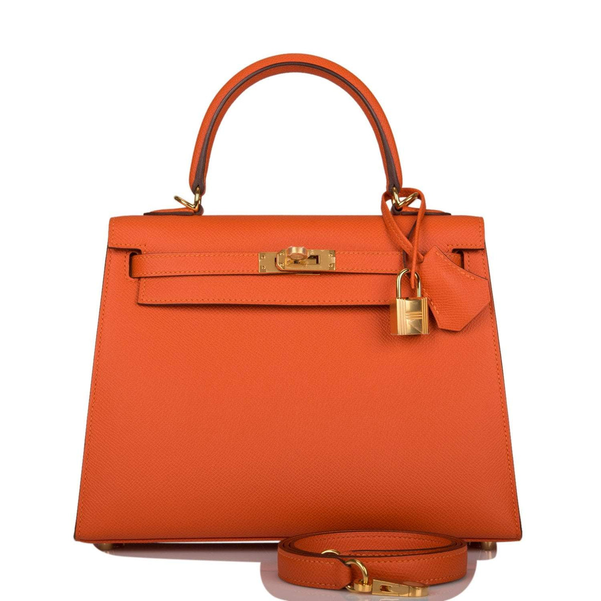 Hermes Kelly 25cm Feu Epsom Sellier, Gold Hardware