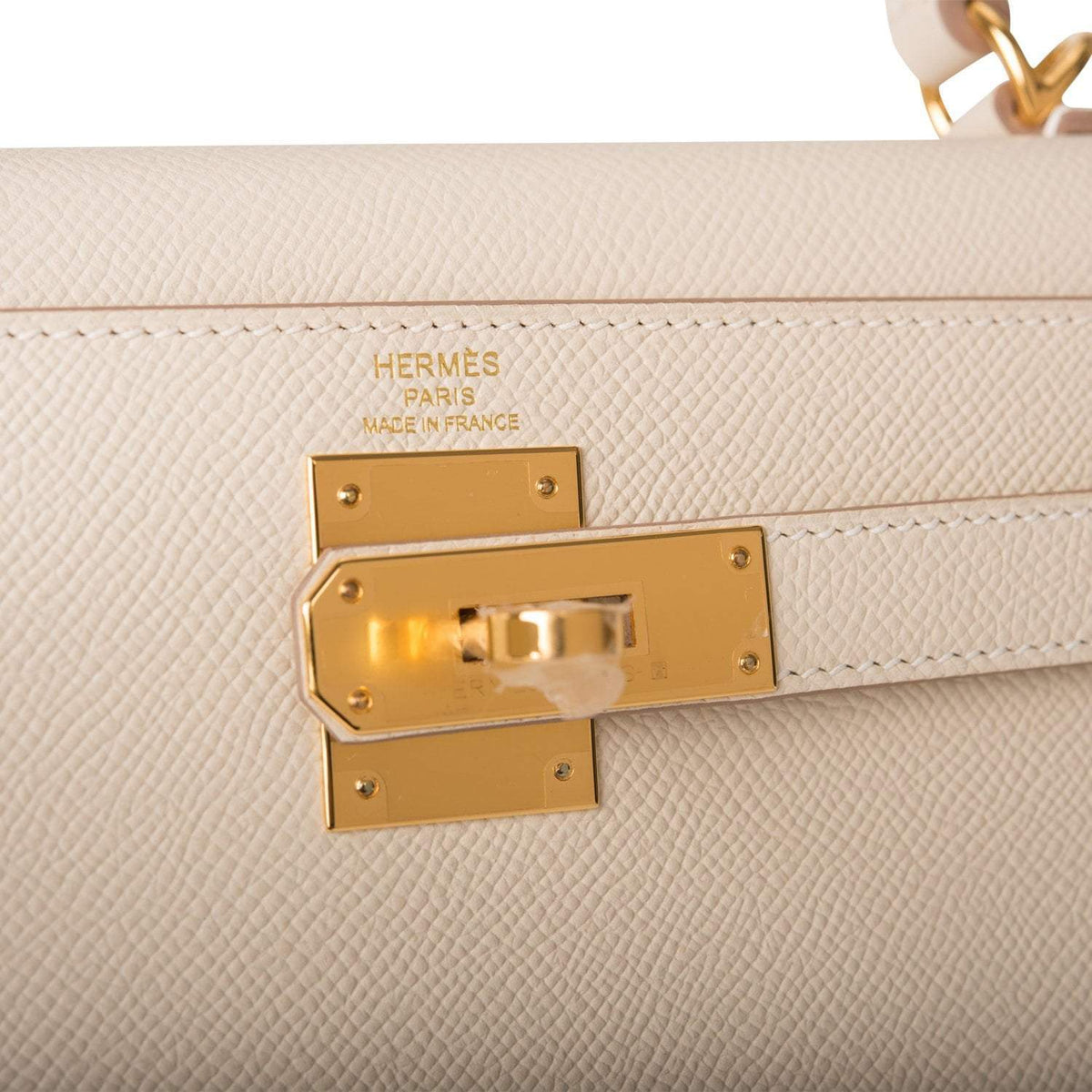 Hermes Kelly 28 Craie, Epsom Sellier, Gold Hardware