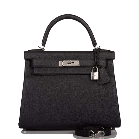 Hermes Kelly 28 Black Togo Retourne, Palladium Hardware