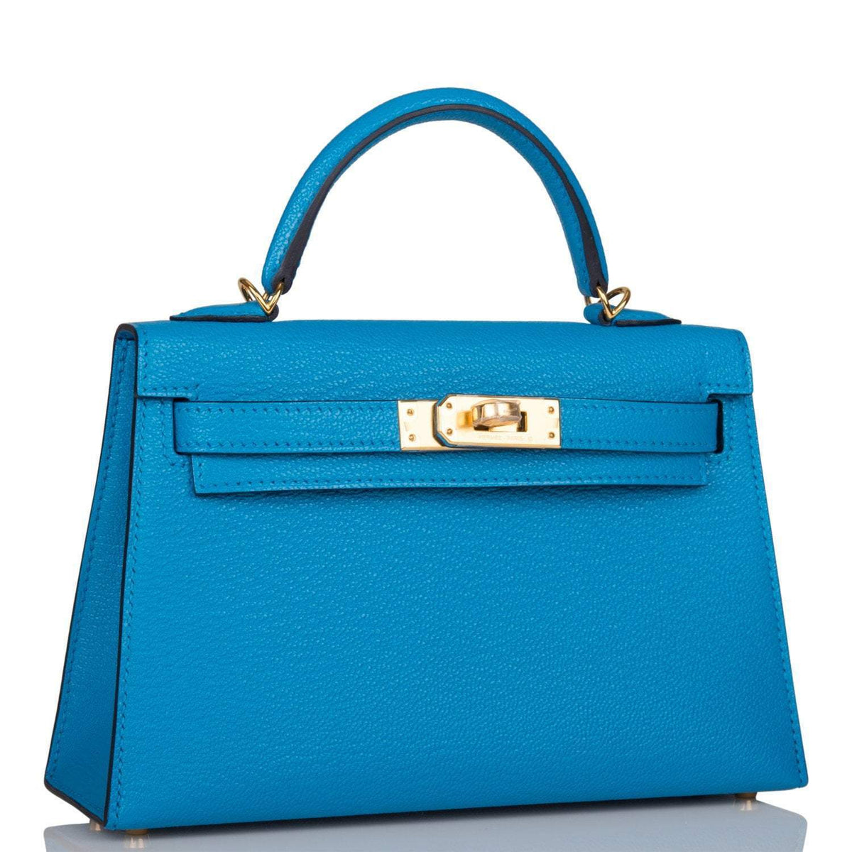 Mini Kelly 20cm, Bleu Frida Chevre, Gold Hardware, Sellier