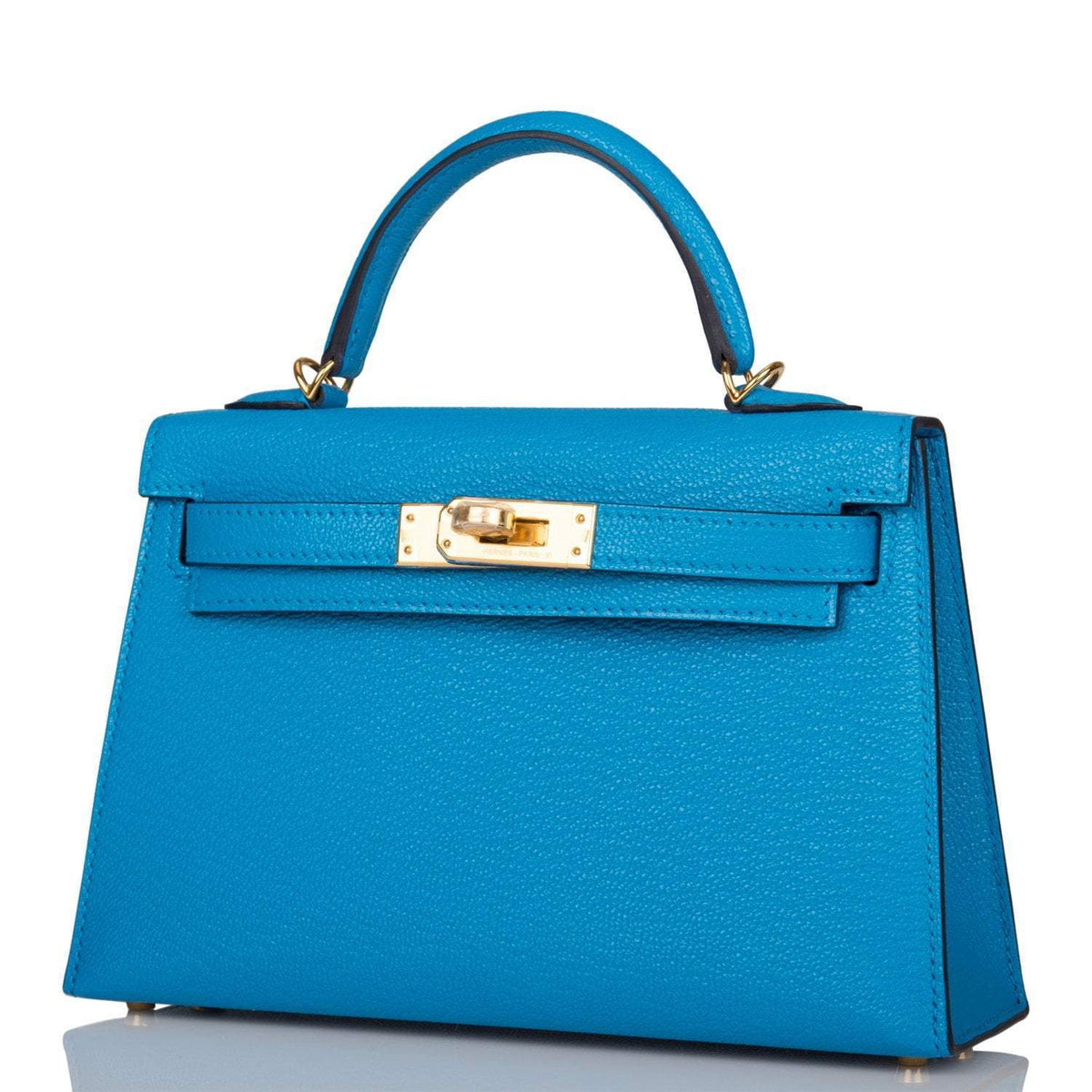 Mini Kelly 20cm, Bleu Frida Chevre, Gold Hardware, Sellier