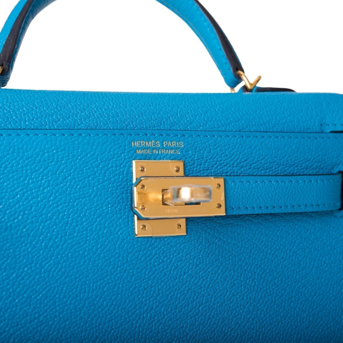 Mini Kelly 20cm, Bleu Frida Chevre, Gold Hardware, Sellier