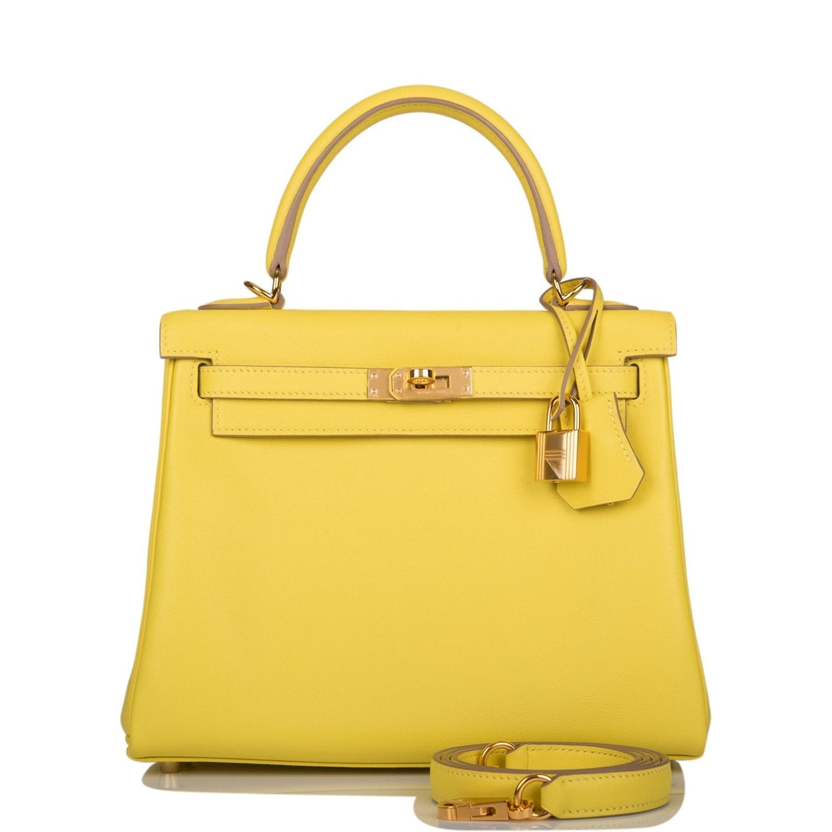 Hermes Kelly 25 Lime Swift Retourne, Gold Hardware