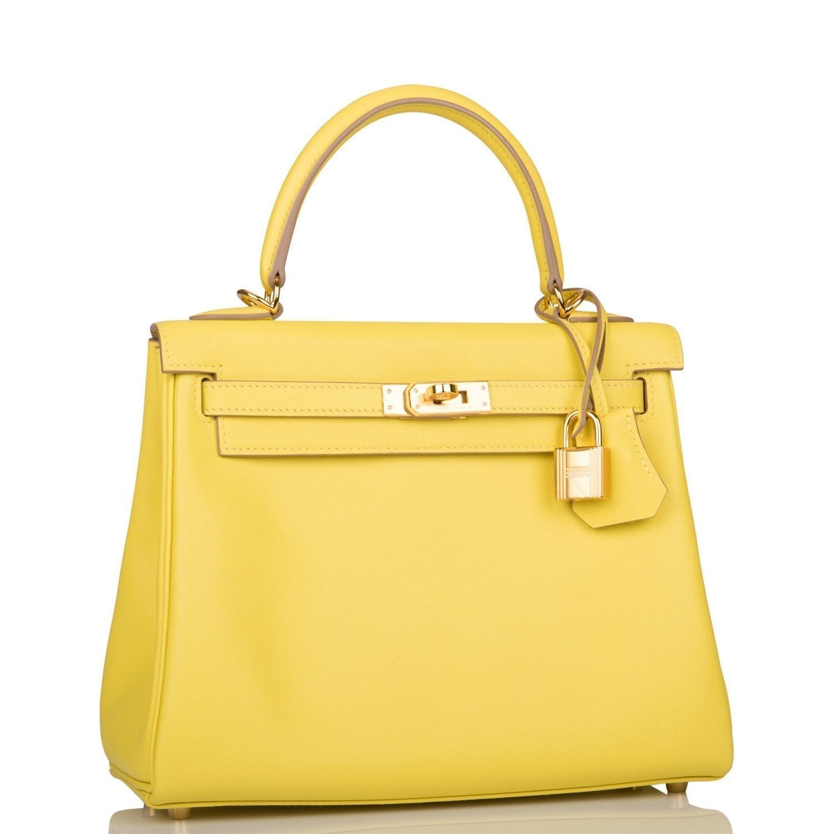 Hermes Kelly 25 Lime Swift Retourne, Gold Hardware