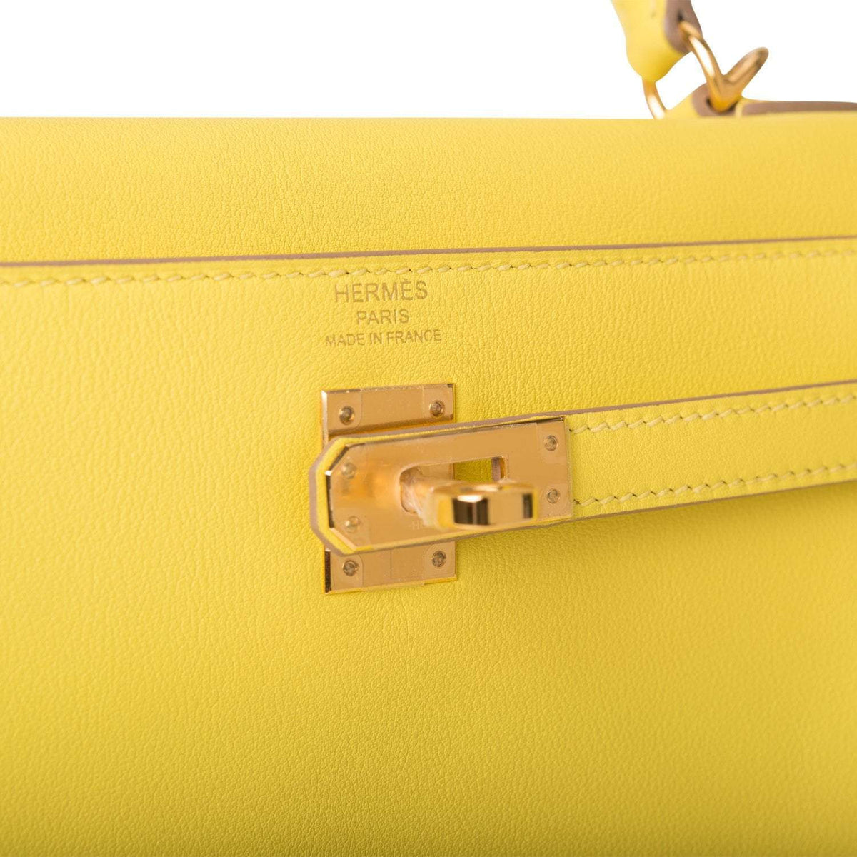 Hermes Kelly 25 Lime Swift Retourne, Gold Hardware
