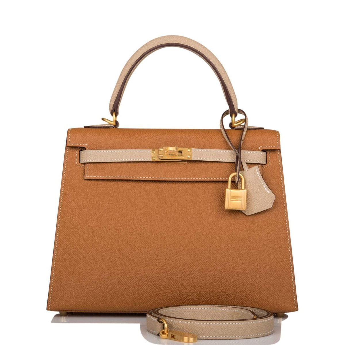Hermes Kelly 25, Sellier Gold Trench Epsom, Brushed Gold