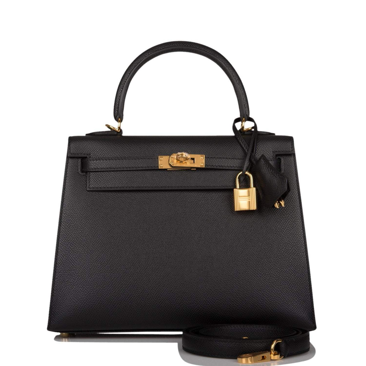 Hermes Kelly 25 Sellier, Black Epsom, Gold Hardware