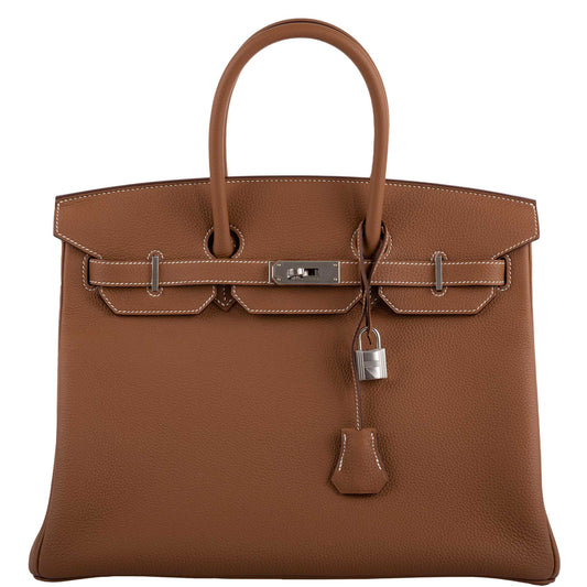 Hermes Birkin 35 Gold, Togo Leather, Palladium Hardware