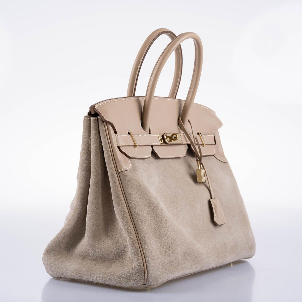 Hermes Birkin 35, Grizzly Argile Veau Doblis Suede, 2014