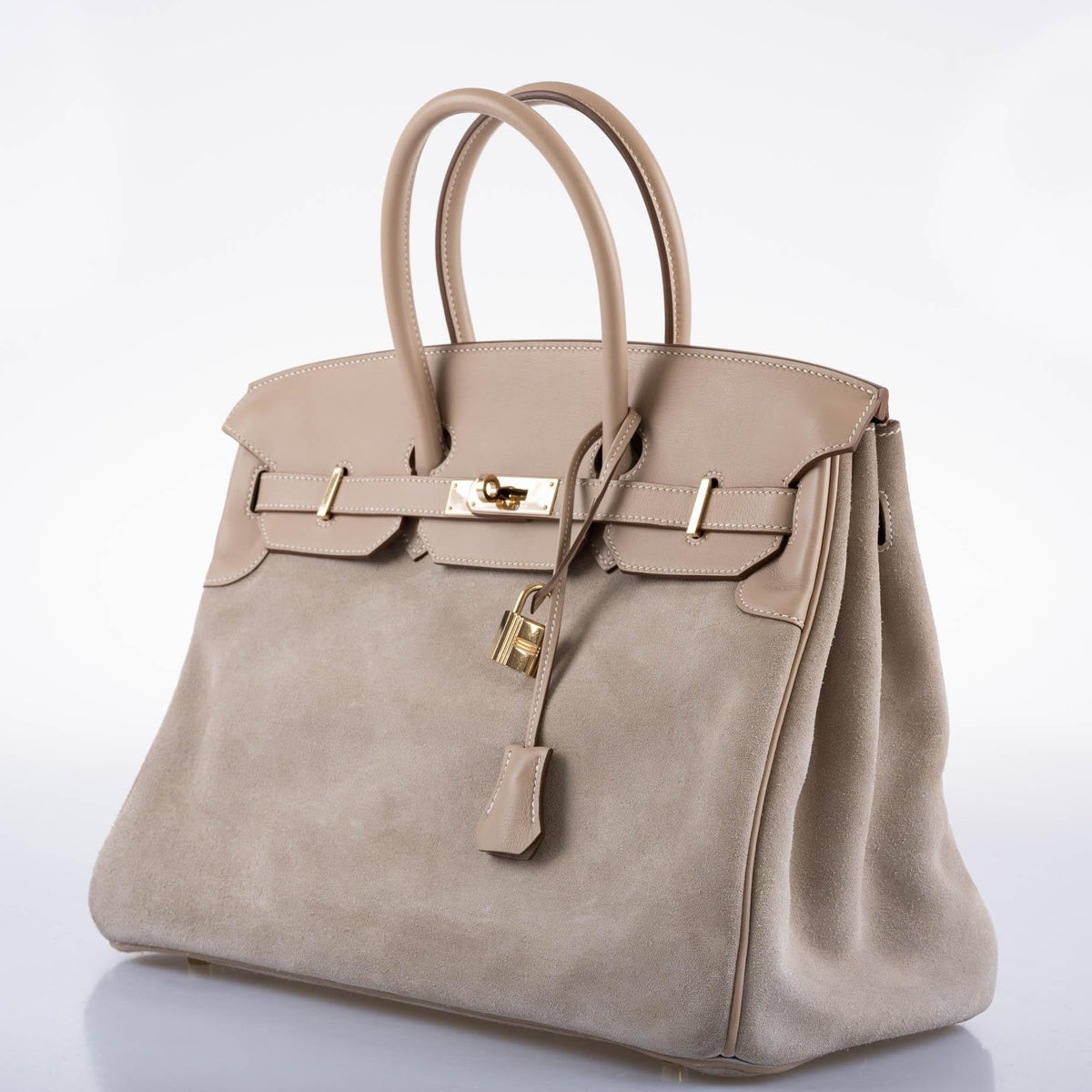 Hermes Birkin 35, Grizzly Argile Veau Doblis Suede, 2014