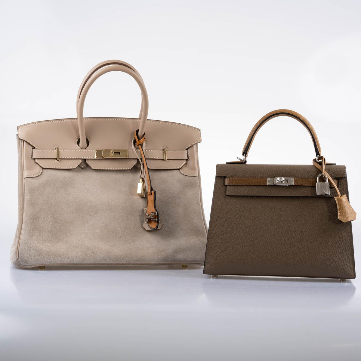 Hermes Birkin 35, Grizzly Argile Veau Doblis Suede, 2014