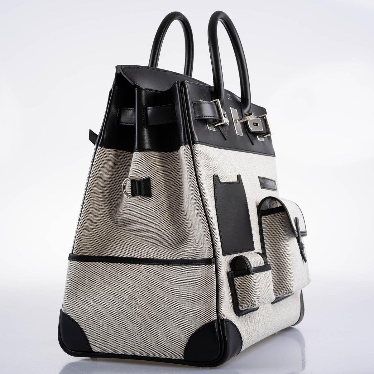 Cargo HAC Birkin 40, Black Box Toile, Palladium Hardware