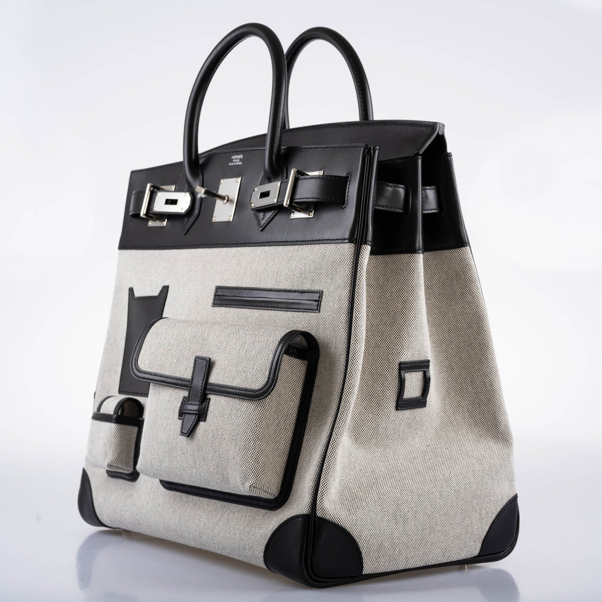 Cargo HAC Birkin 40, Black Box Toile, Palladium Hardware