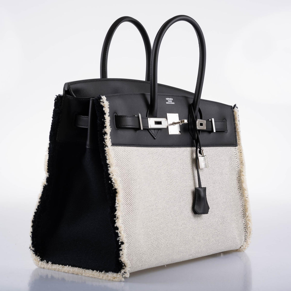 Hermes Fray Fray Birkin 35 Black Swift, Toile H, Palladium