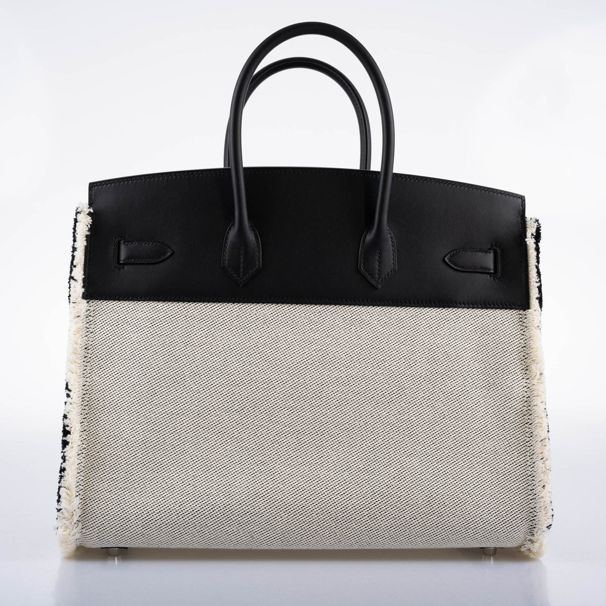 Hermes Fray Fray Birkin 35 Black Swift, Toile H, Palladium