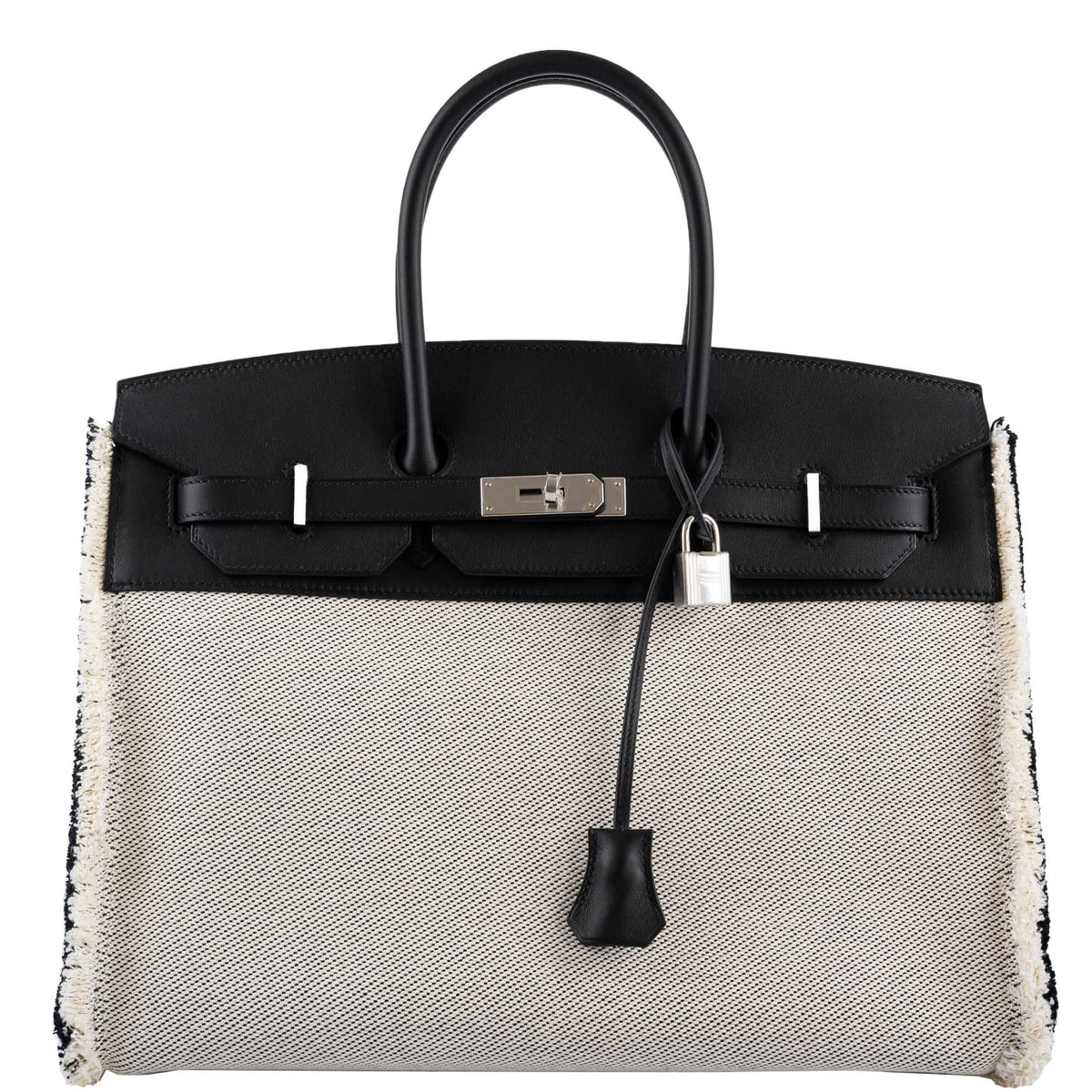 Hermes Fray Fray Birkin 35 Black Swift, Toile H, Palladium