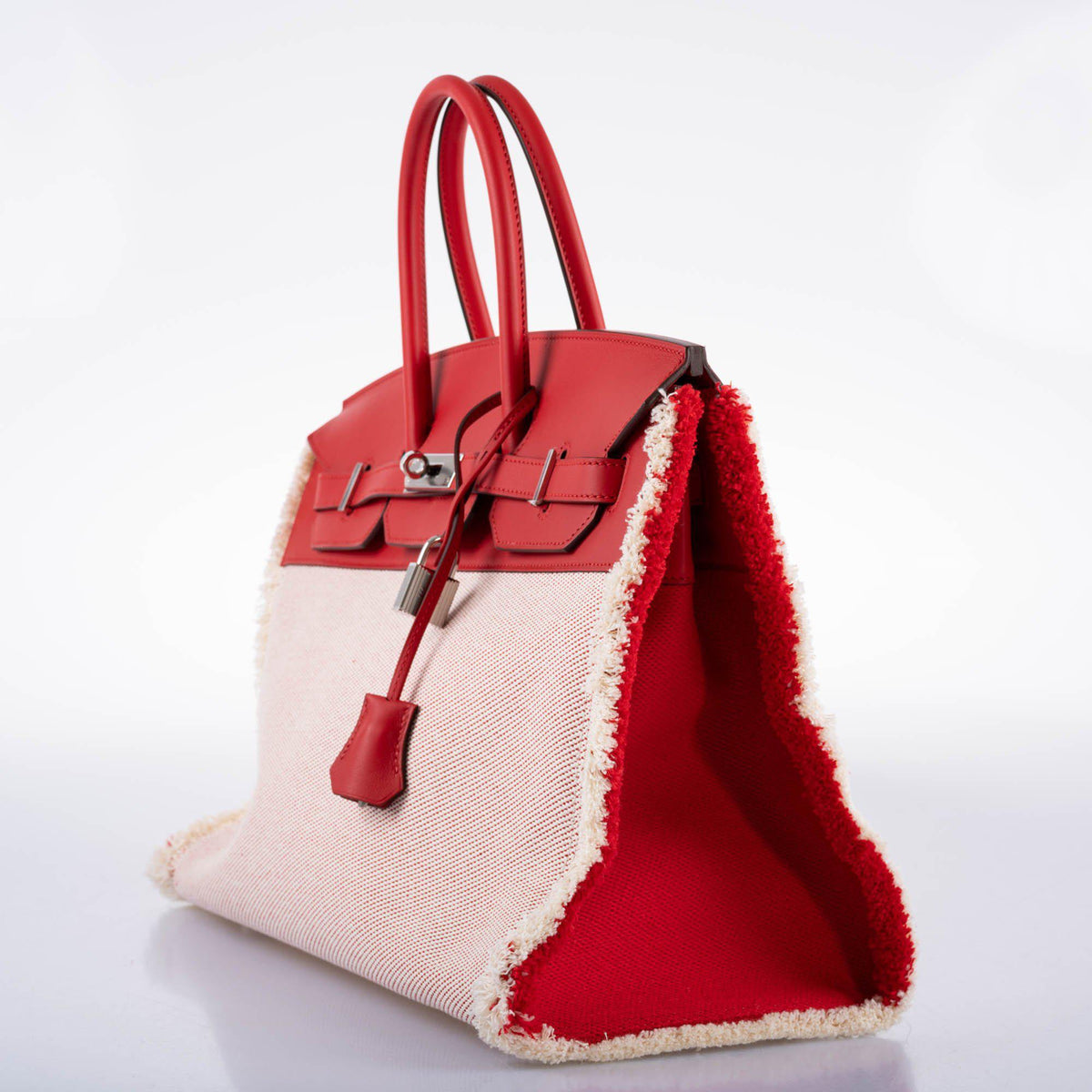 Hermes Fray Fray Birkin 35 Rouge de Cour, Swift & Toile H