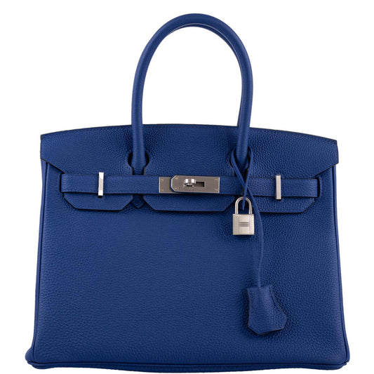 Hermes Birkin 30, Blue Electric Togo, Brushed Palladium